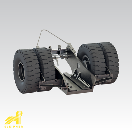 Product image for Sleipner E190 dollies depicting a single unit with 4 wheels with Sleipner logo in the bottom left corner.