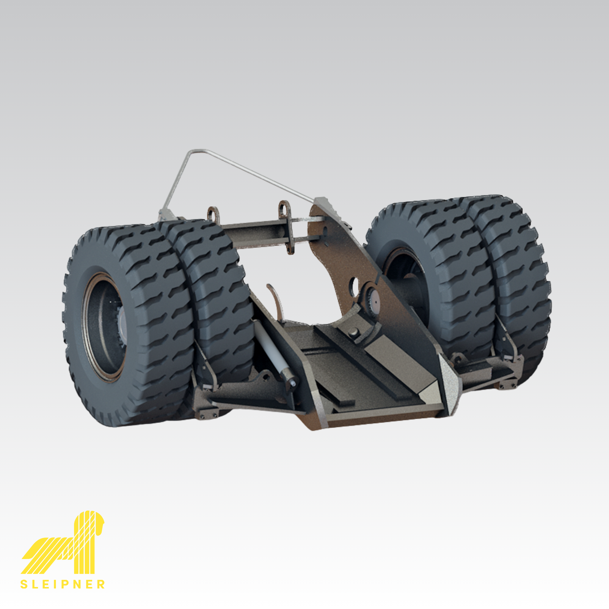Product image for Sleipner E250 dollies depicting a single unit with 4 wheels with Sleipner logo in the bottom left corner.