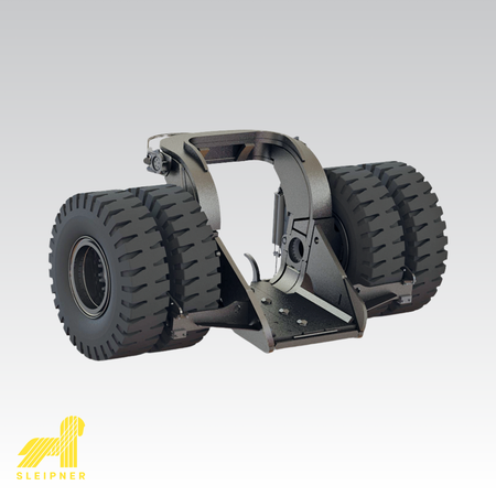 Product image for Sleipner E400 dollies depicting a single unit with 4 wheels with Sleipner logo in the bottom left corner.