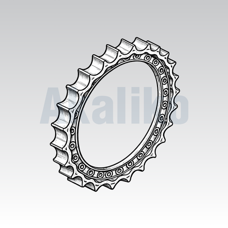 Akaliko product placeholder image for sprocket featuring an angled 3D view of sprocket on grey gradient background.