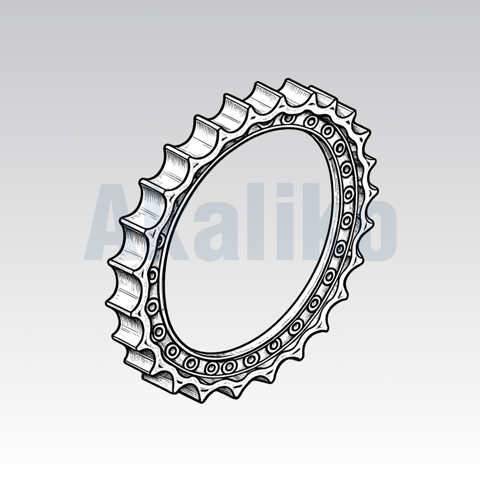 Akaliko product placeholder image for sprocket featuring an angled 3D view of sprocket on grey gradient background.